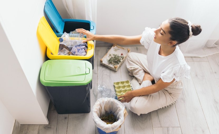 Woman recycling at home 2