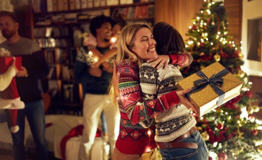 Red xmas decor people