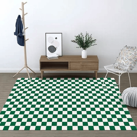 καρό χαλί σε forest green χρώμα