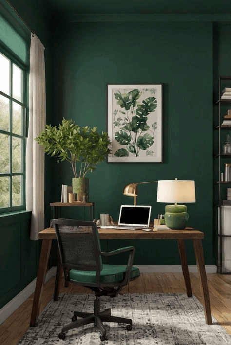home office σε forest green αποχρώσεις
