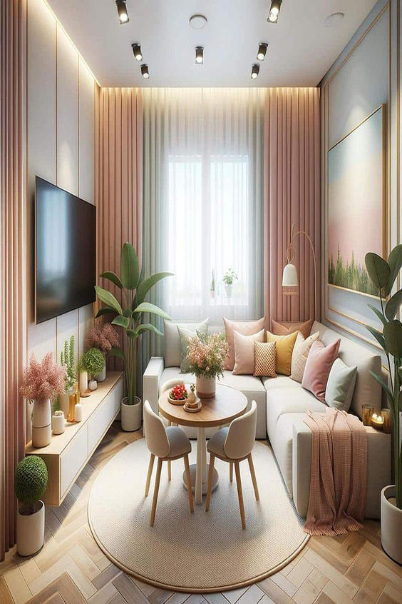 μικρό σαλόνι μαζί με τραπεζαρία