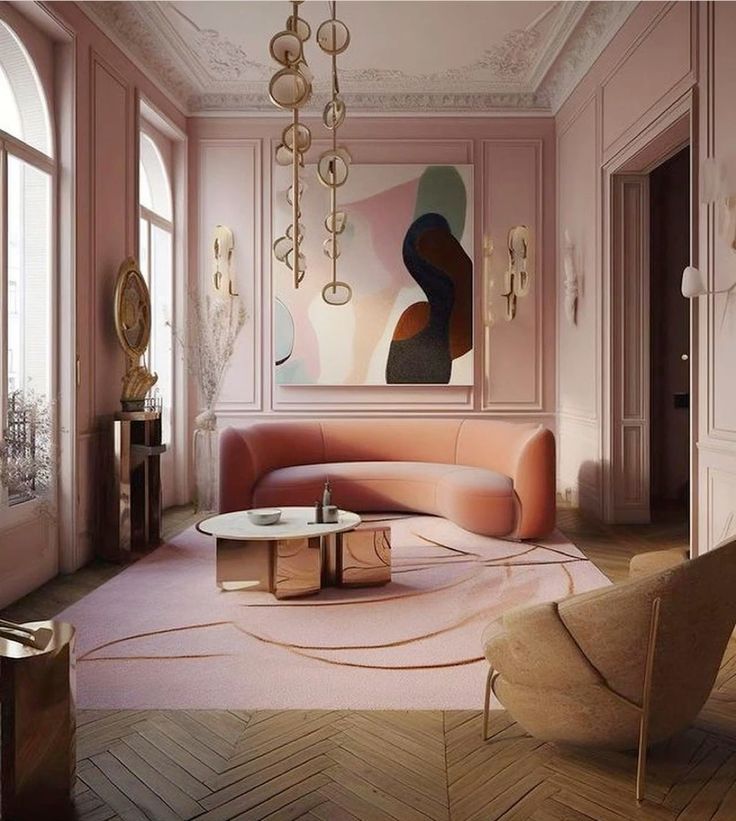 σαλόνι σε αποχρώσεις millennial pink
