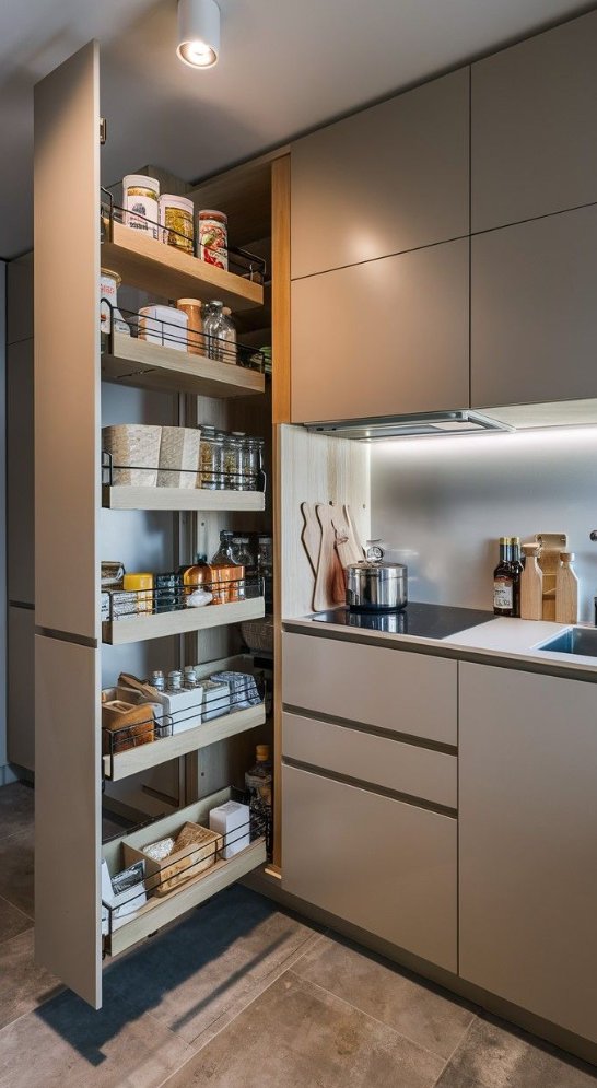 pop-up pantry σε κουζίνα
