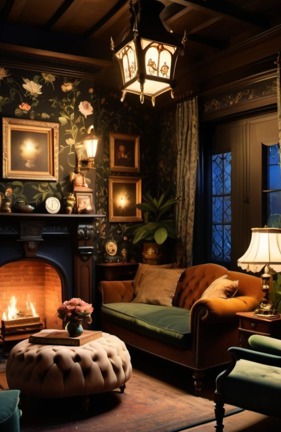 επιβλητικό σαλόνι σε tudor style